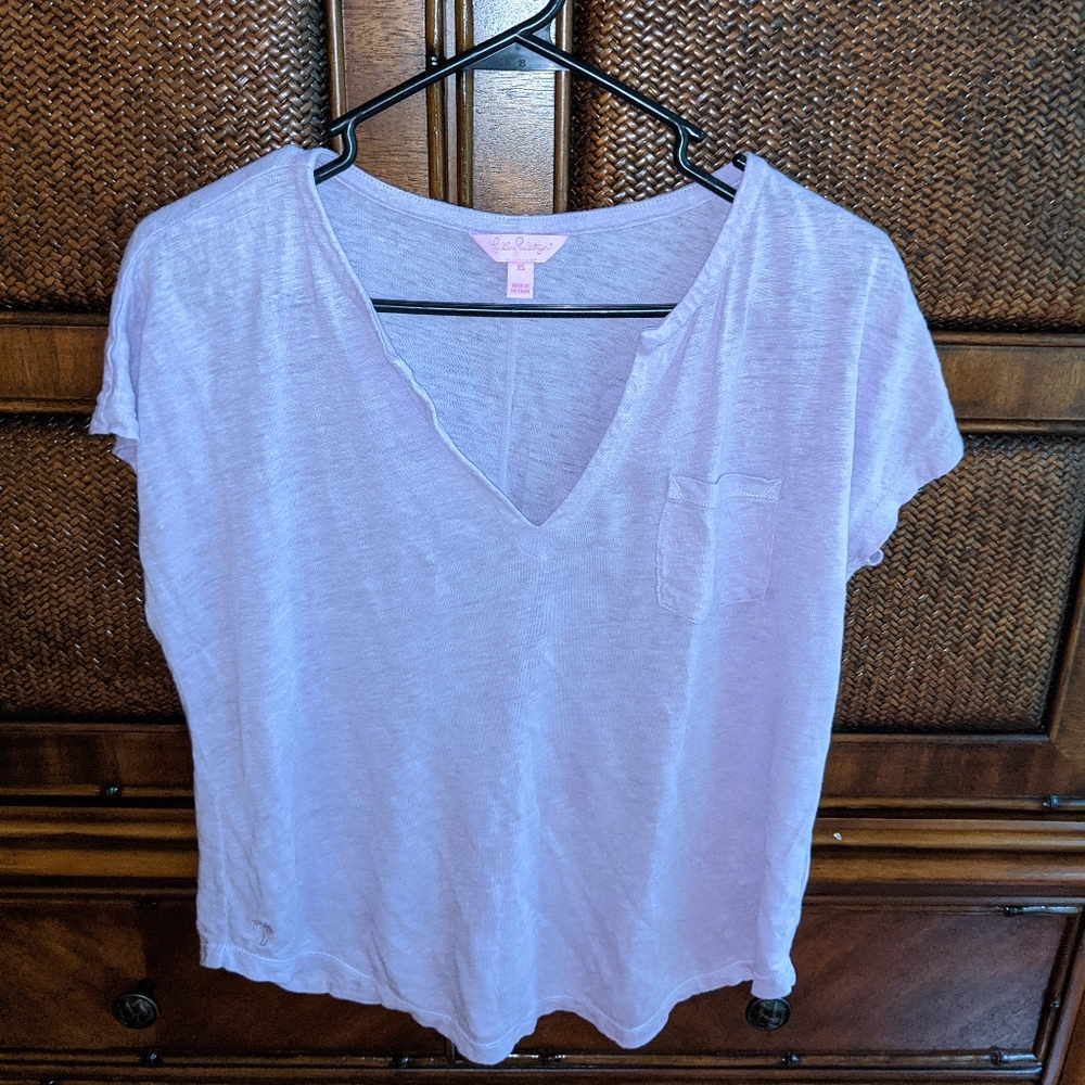 Billy Pulitzer lavender linen shirt